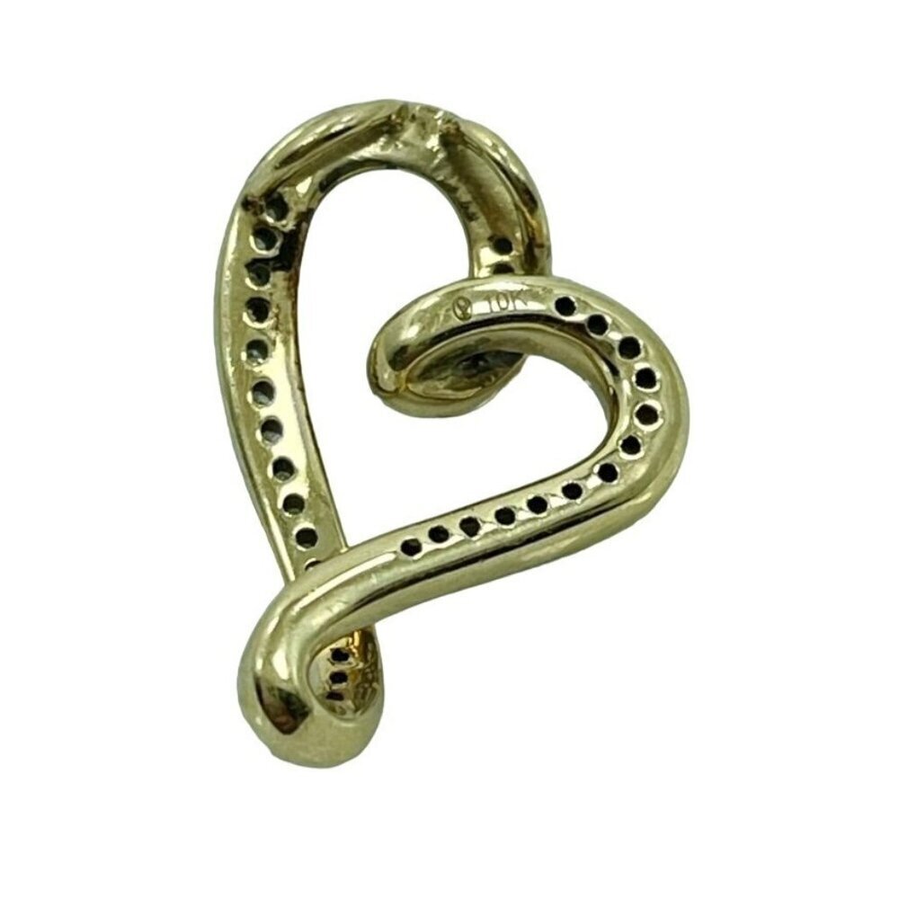 Exquisite 10K Gold Heart Pendant with Sparkling Diamonds – Elegant Jewelry Gift - Picture 3 of 6
